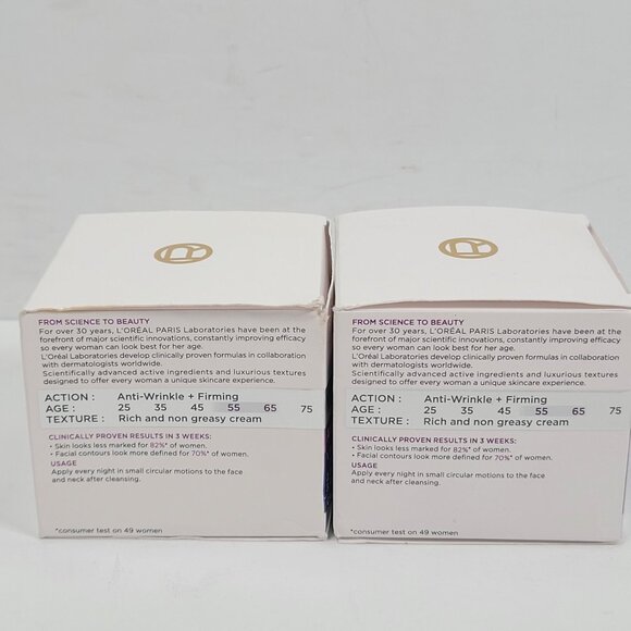 LOreal Paris Wrinkle Expert Night Anti-Wrinkle Cream 55+ 50ml Set of 2 NIB - Picture 4 of 5